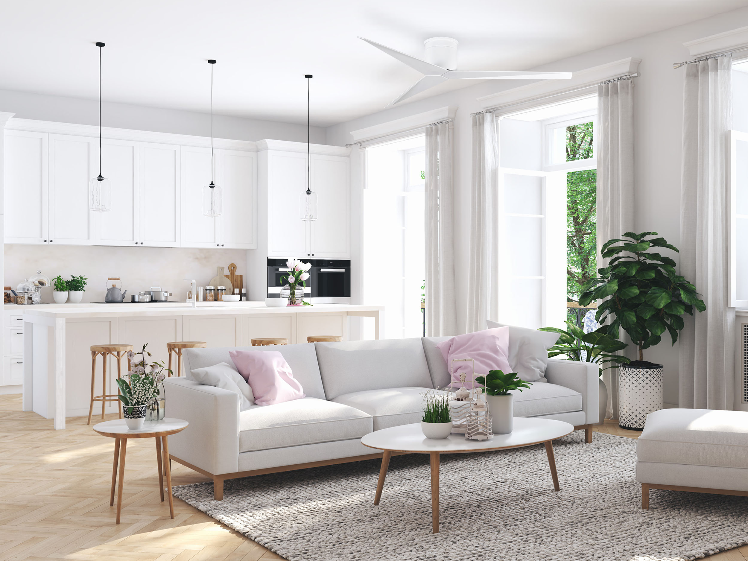 Eliza-H ceiling fan in Gloss White with Gloss White blade options.