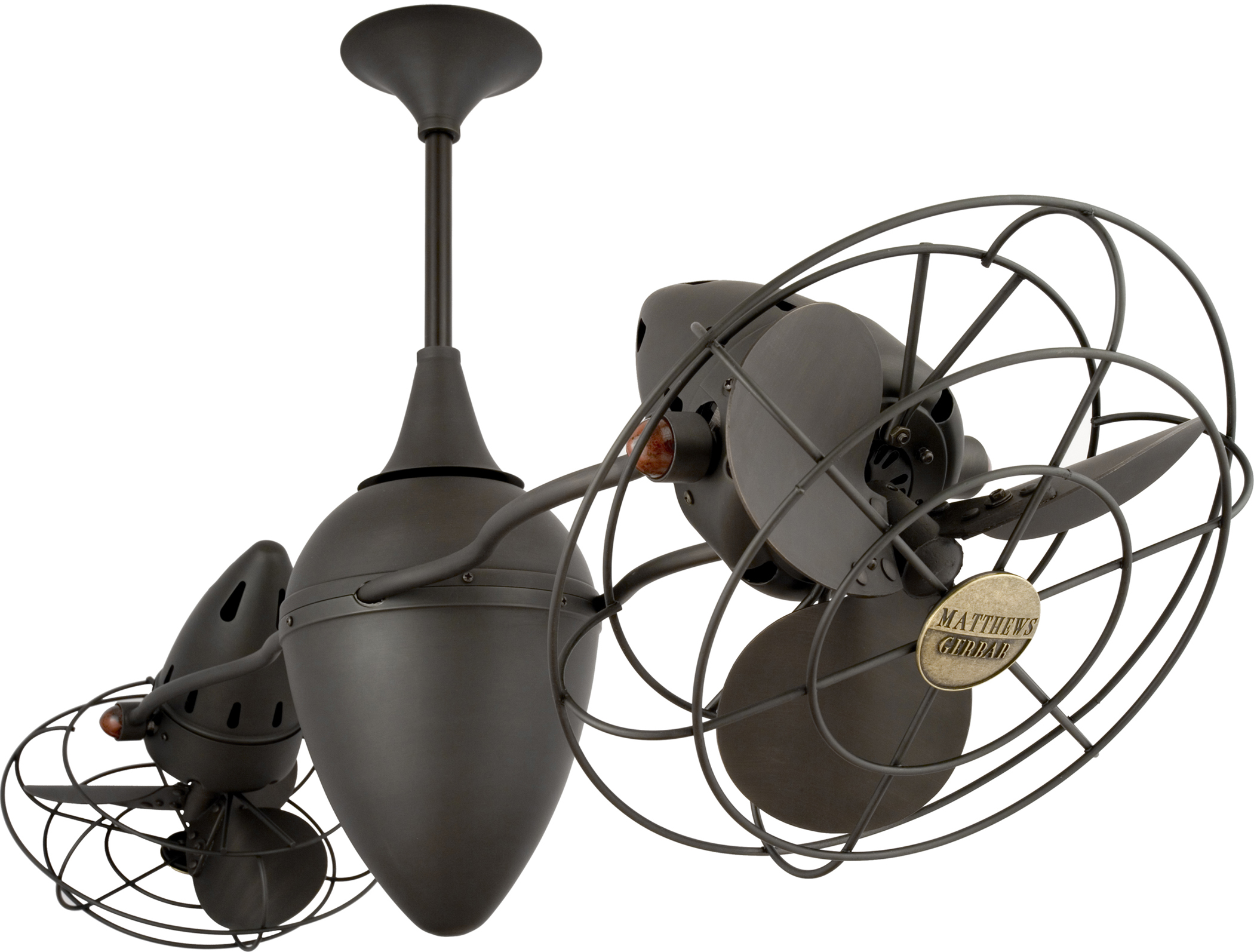 Ar Ruthiane Dual Headed Rotational Ceiling Fan in Bronze with Metal Blades