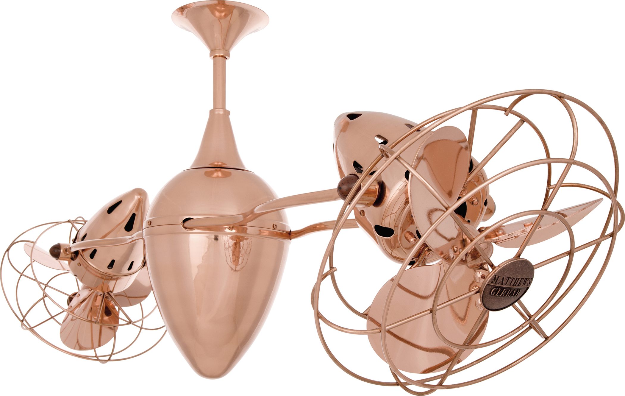 Ar Ruthiane Dual Headed Rotational Ceiling fan in Polished Copper with Metal Blades