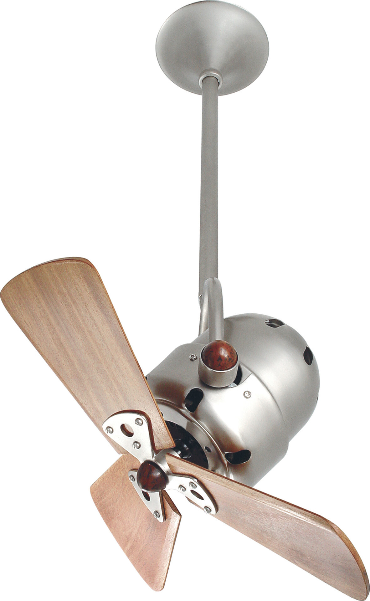 Bianca Direcional Ceiling Fan in Brushed Nickel with Mahogany Wood Blades