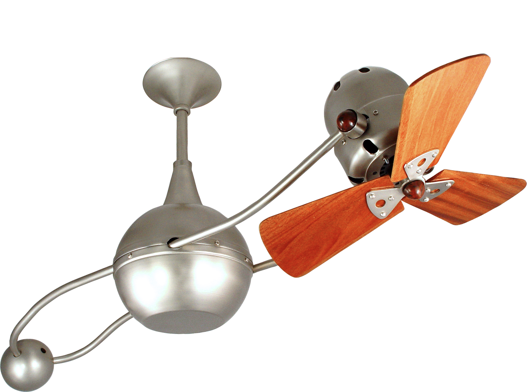 Brisa 2000 Ceiling Fan in Brushed Nickel Finish with Mahogany Wood Blades