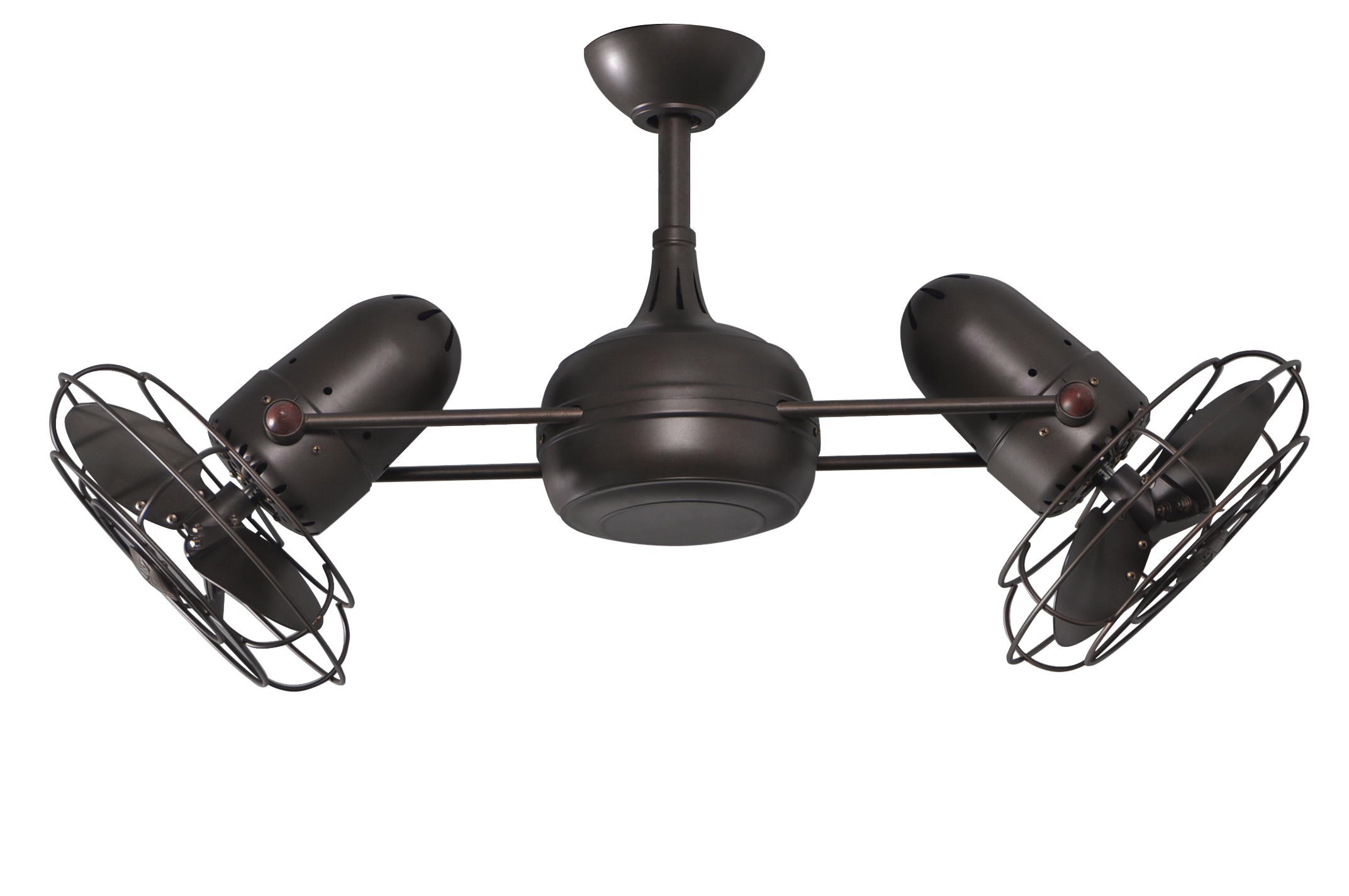 Dagny Rotational Ceiling Fan in Textured Bronze with Metal Blades and Decorative Cage