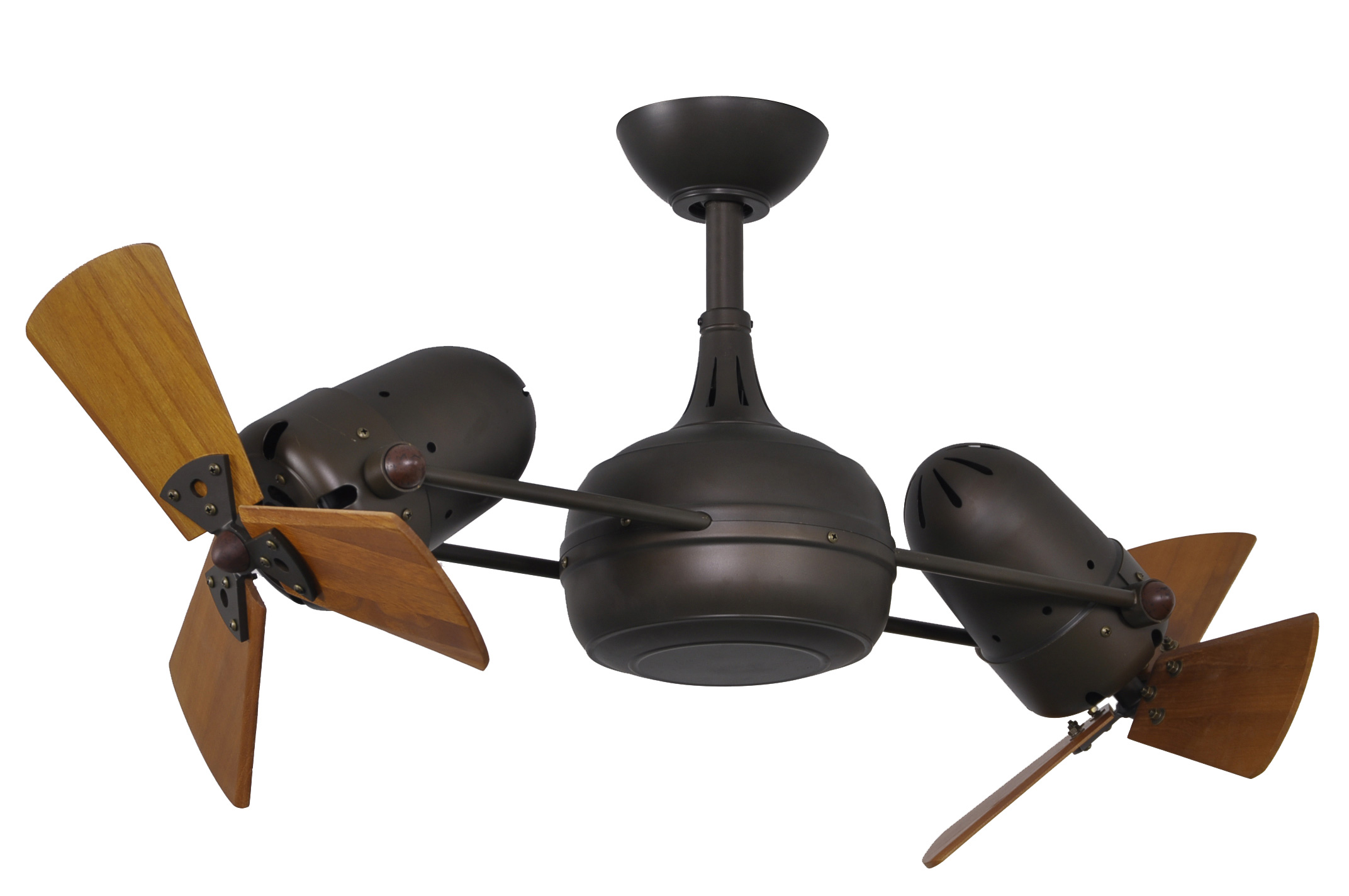 Dagny Rotational Ceiling Fan in Textured Bronze with Mahogany Wood Blades