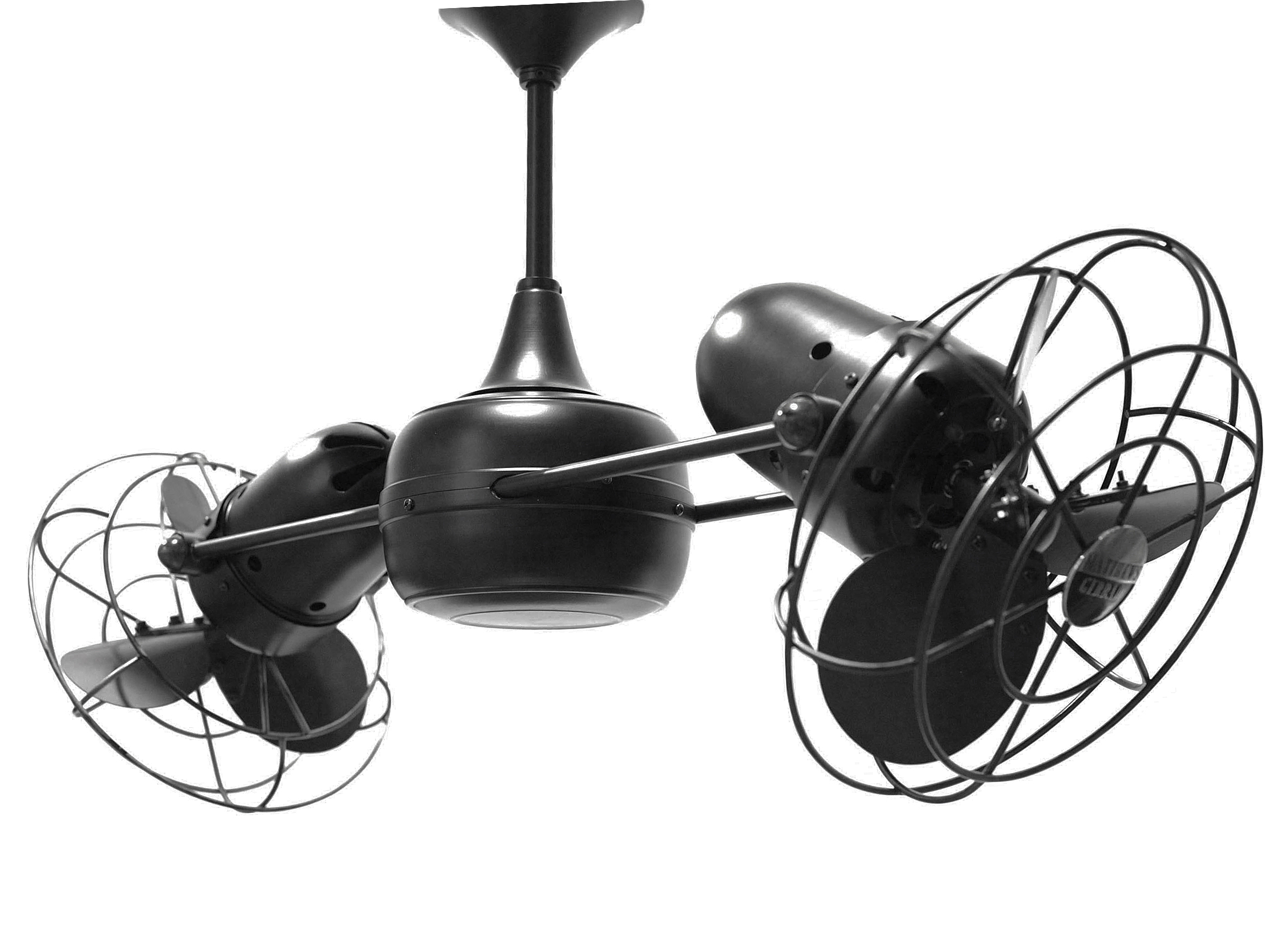 Duplo Dinamico Rotational Dual Head Ceiling Fan in Black Finish with Metal Blades