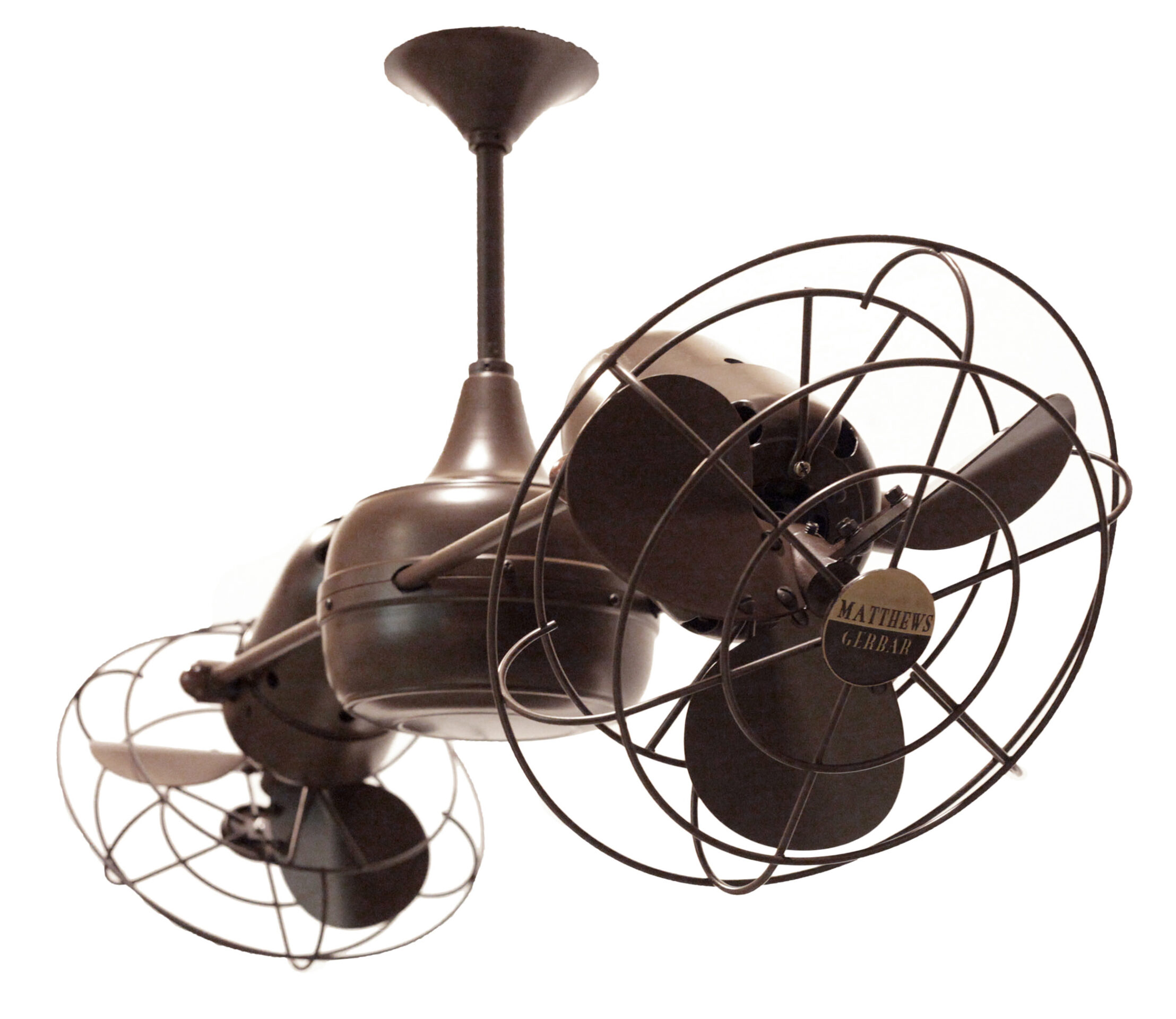 Duplo Dinamico Rotational Dual Head Ceiling Fan in Bronzette Finish with Metal Blades