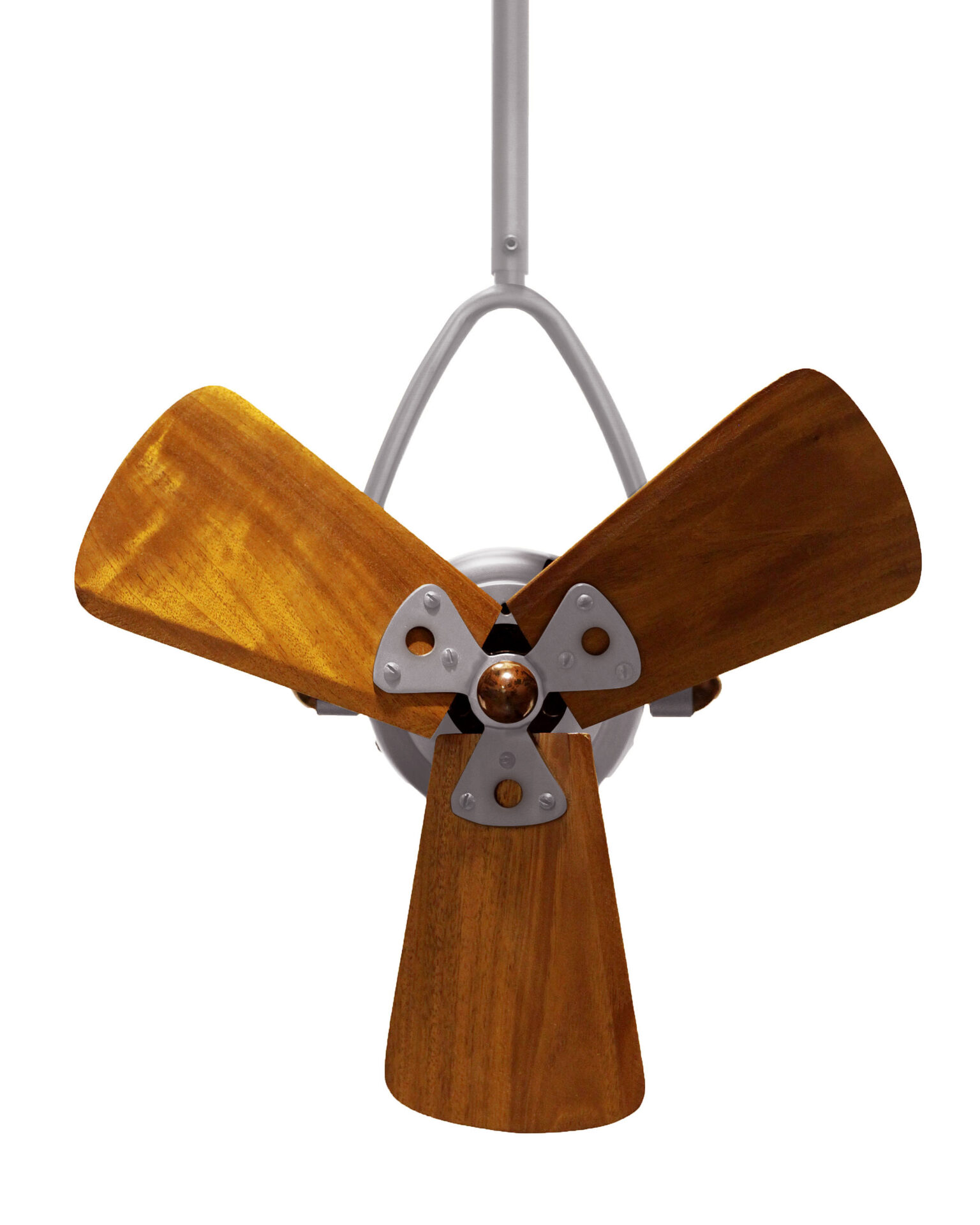Jarold Direcional Ceiling Fan in Brushed Nickel with Mahogany Wood Blades