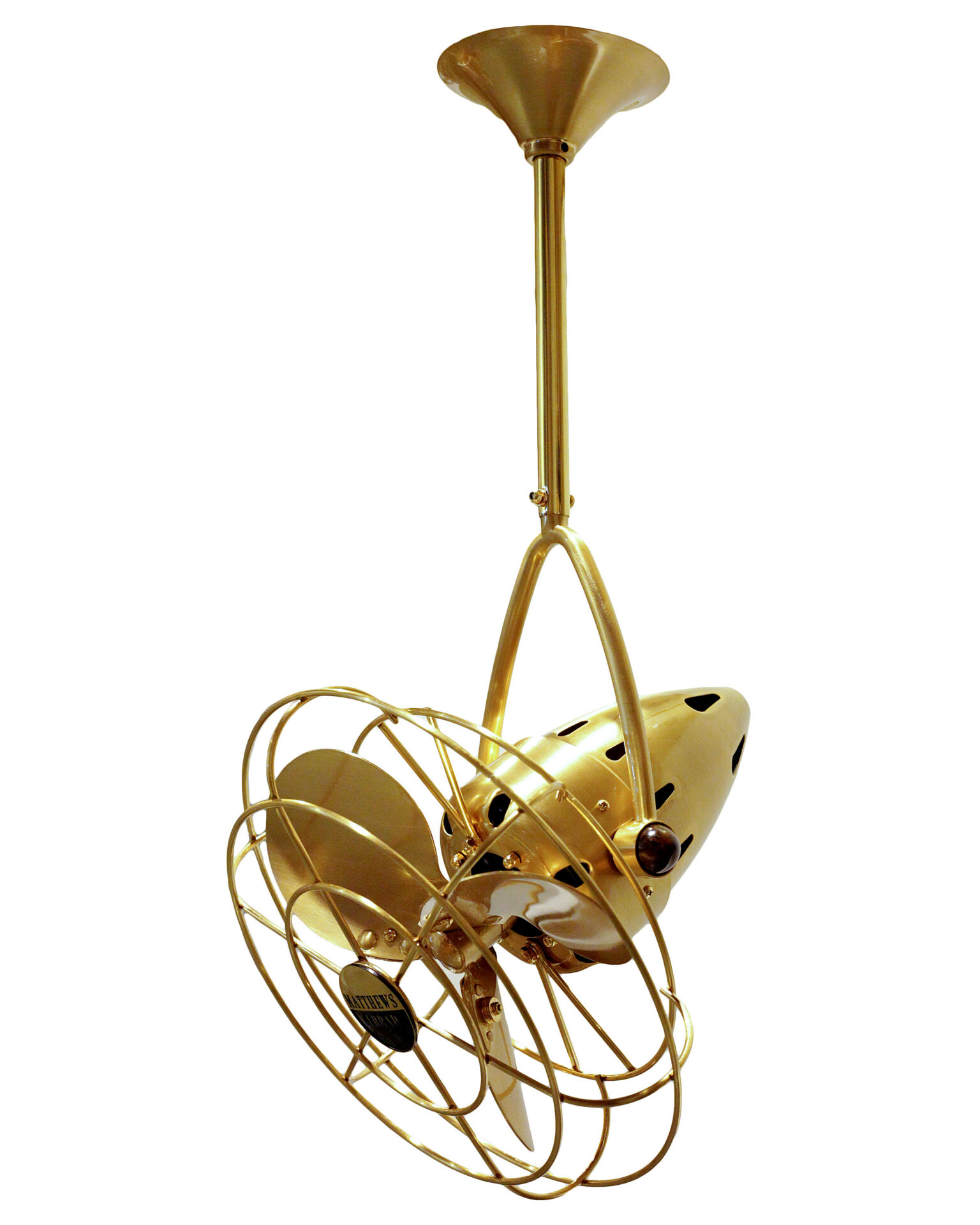 Jarold Direcional Ceiling Fan in Brushed Brass Finish with Metal blades with Decorative Guard