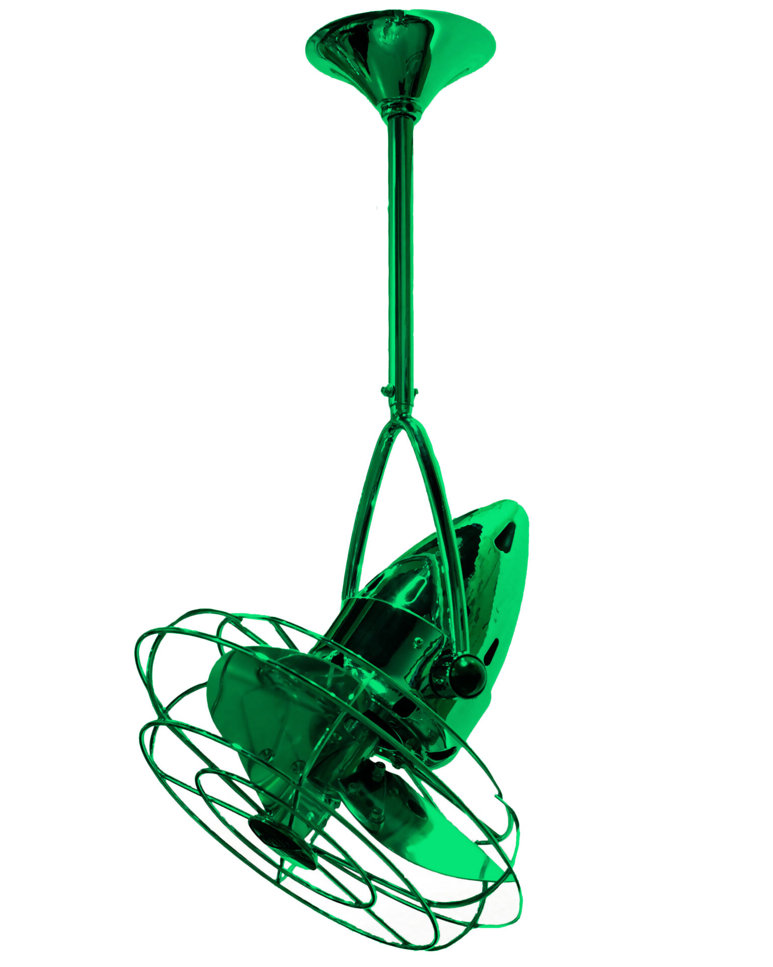 Jarold Direcional Ceiling Fan in Esmeralda / Green Finish with Metal Blades with Decorative Guard