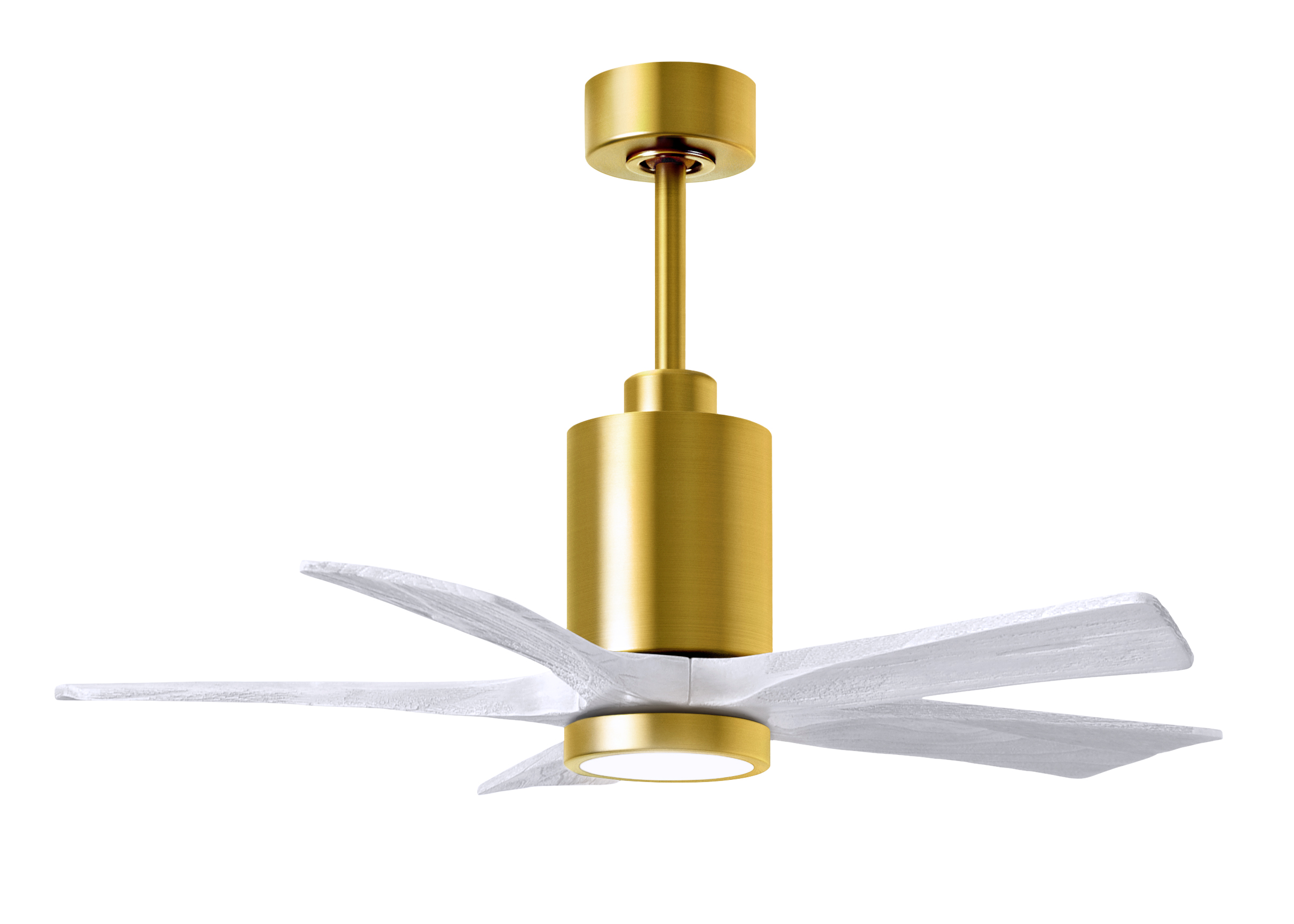 Patrícia–5 Ceiling Fan in Brushed Brass with 42” Matte White Blades
