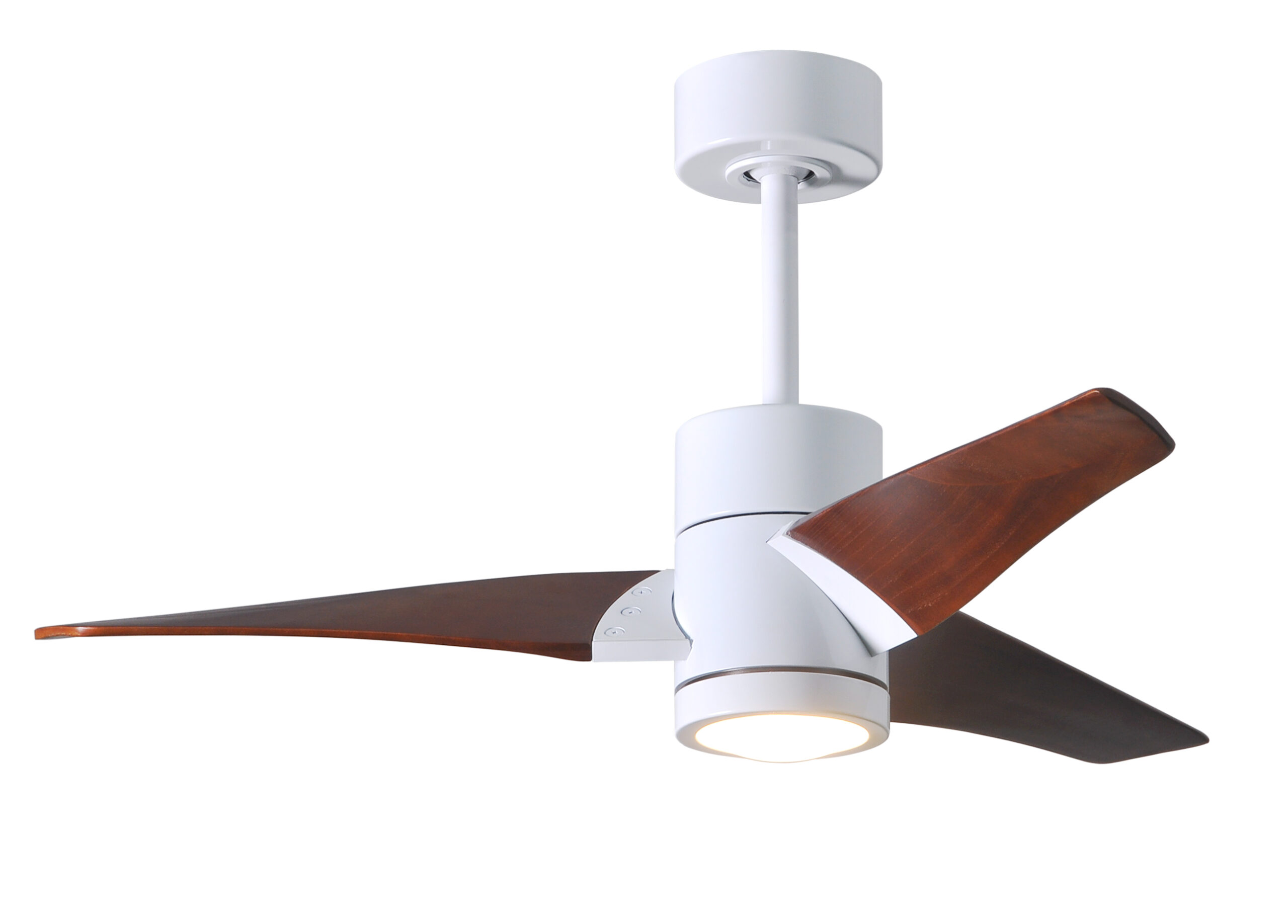 Super Janet Ceiling Fan in Gloss White with 42” Walnut Blades