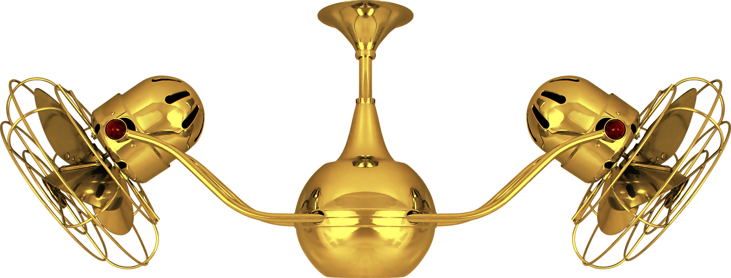 Vent-Bettina Rotational Dual Head Ceiling Fan in Ouro / Gold Finish with Metal Blades and Decorative Cage