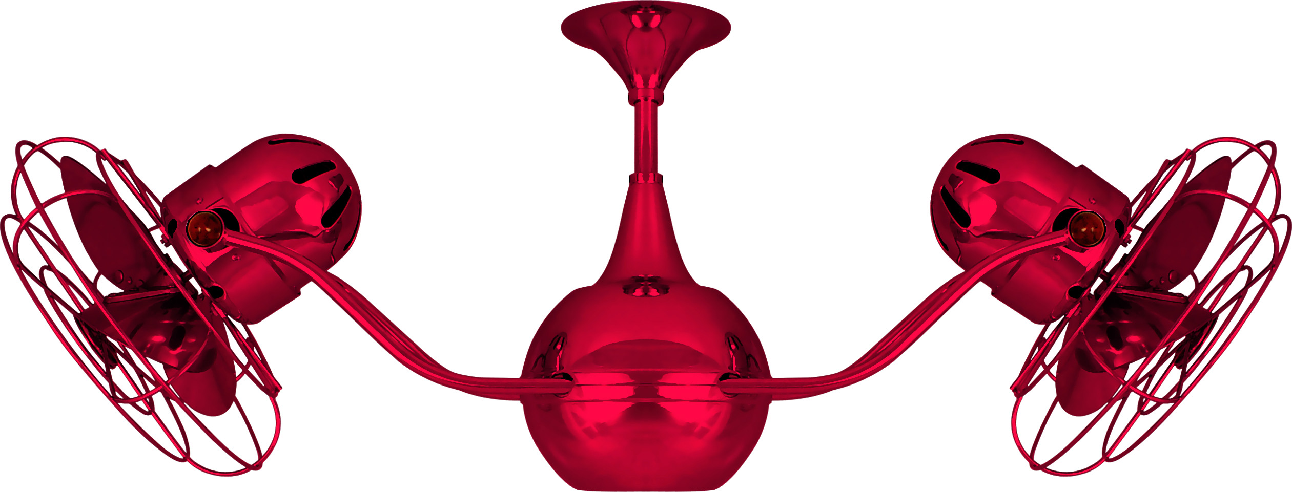 Vent-Bettina Rotational Dual Head Ceiling Fan in Rudi / Red Finish with Metal Blades and Decorative Cage