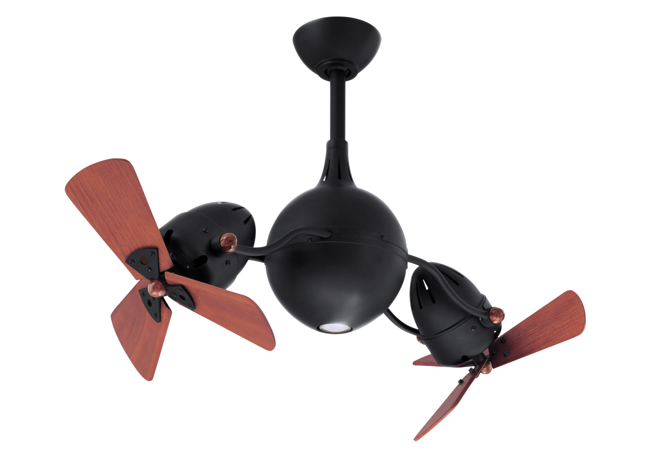 Acqua ceiling fan in matte black with mahogany blades