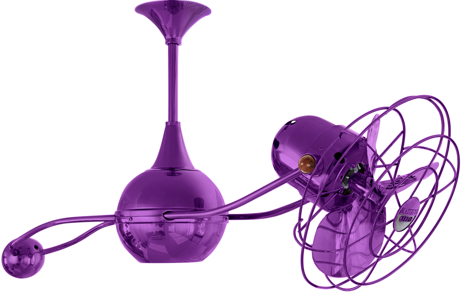 Brisa 2000 ceiling fan in purple / ametista finish with metal blades in decorative cage made by Matthews Fan Company.