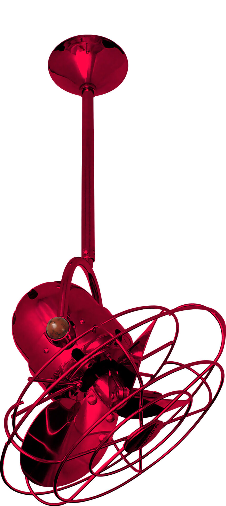 Bianca Direcional Ceiling Fan in Rubi / Red with Metal Blades and Decorative Cage