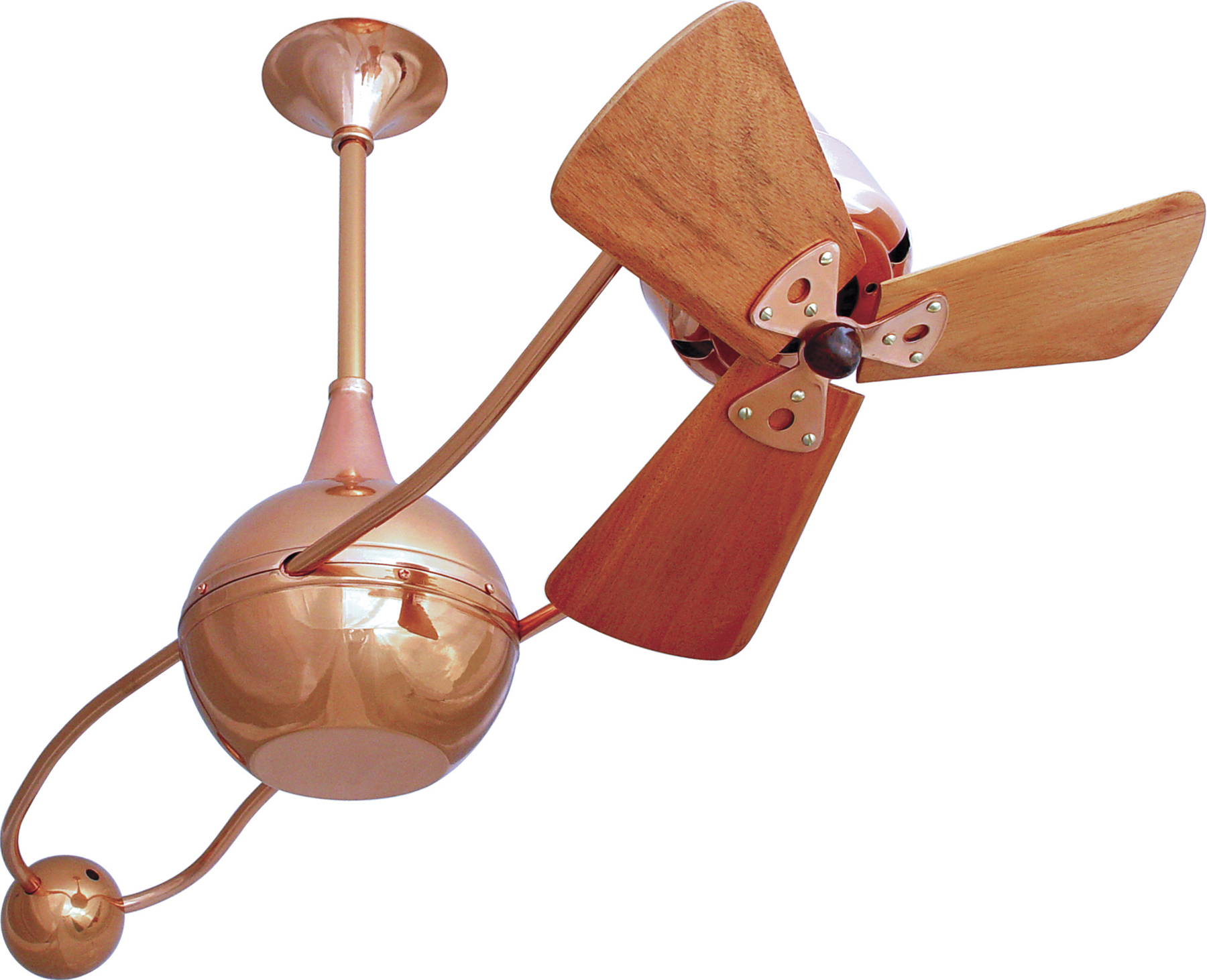 Brisa 2000 Ceiling Fan in Polished Copper Finish with Mahogany Wood Blades