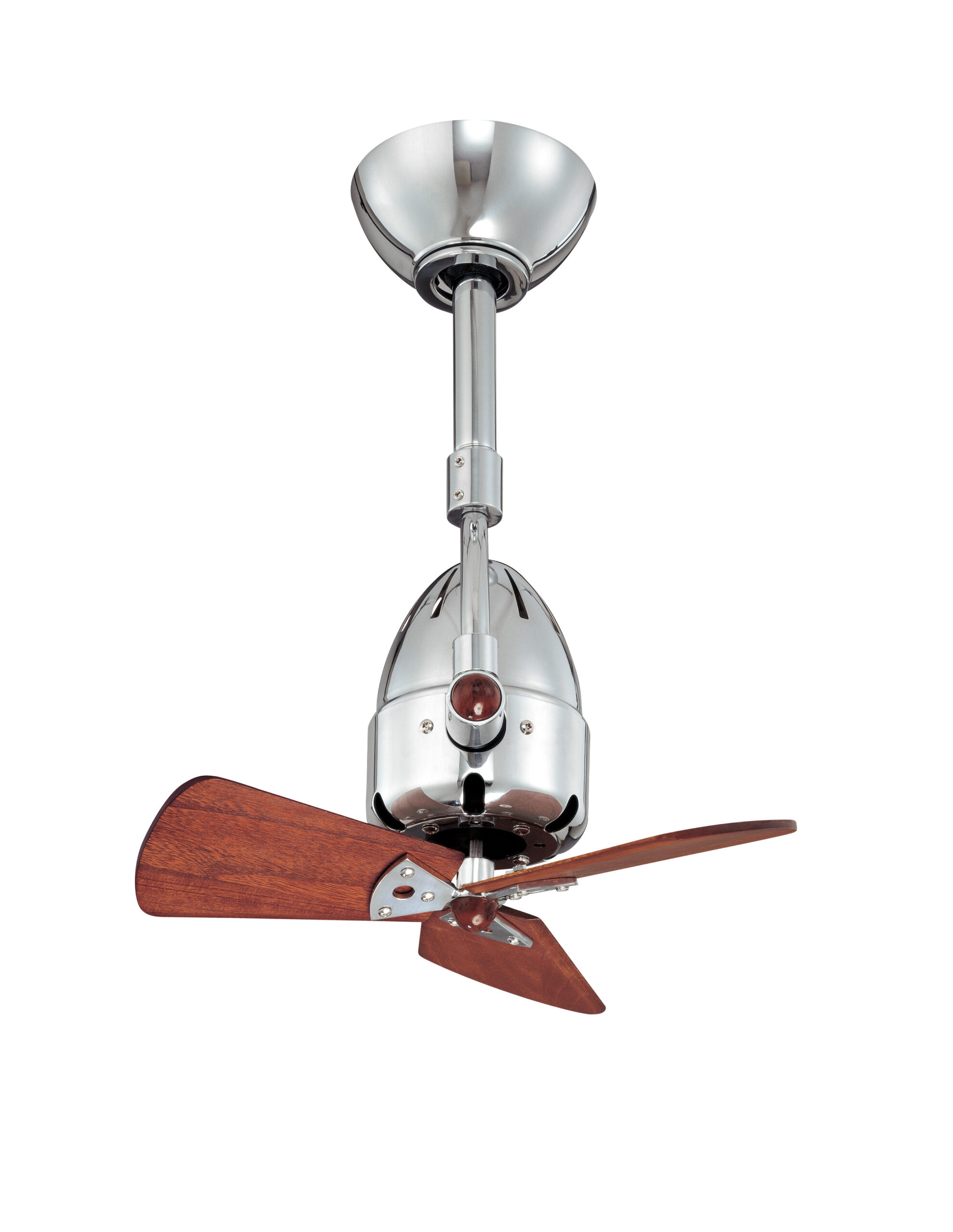 Diane ceiling fan in Polished Chrome with Mahogany wood blades
