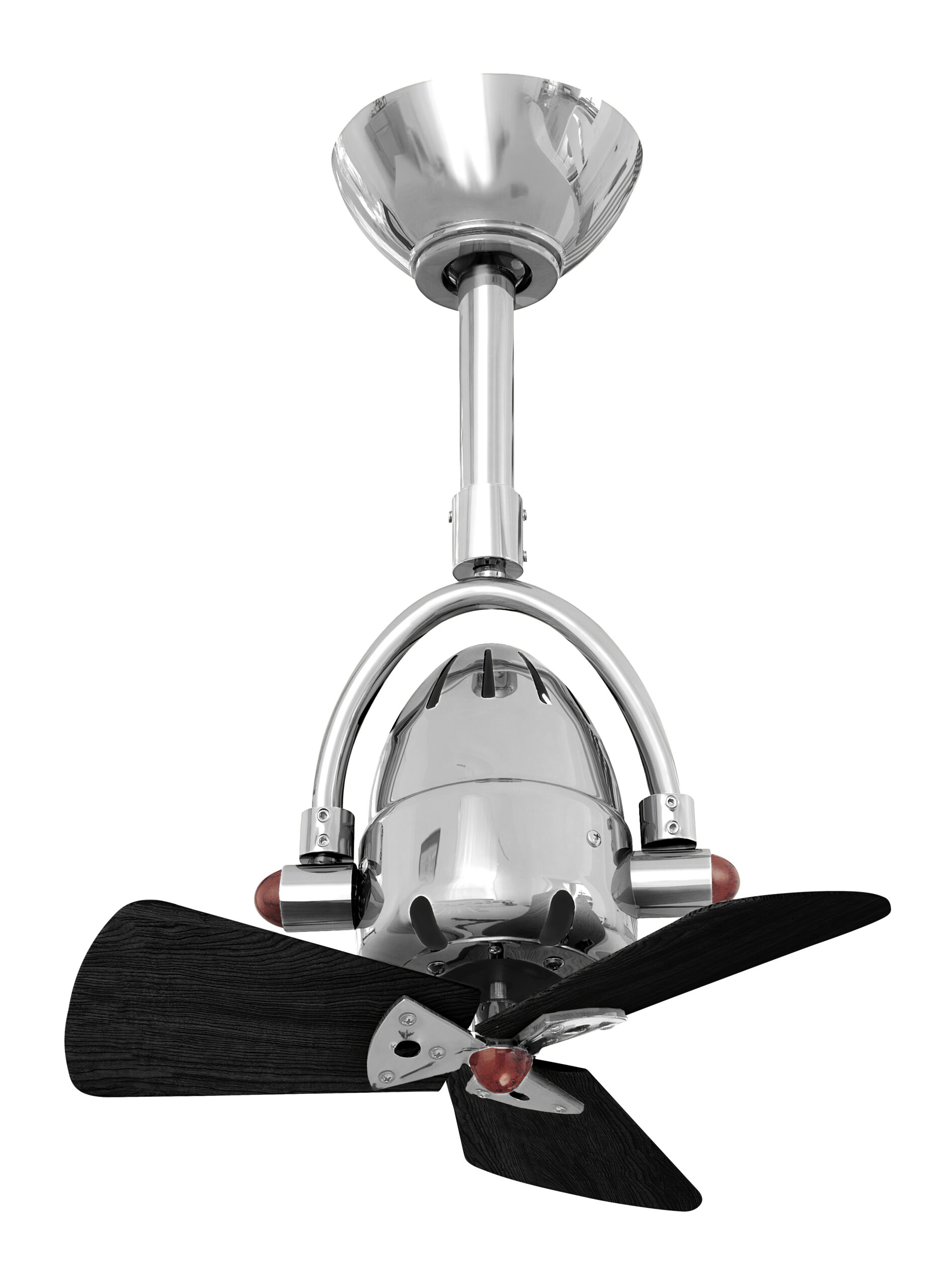 Diane ceiling fan in Polished Chrome with Matte Black wood blade