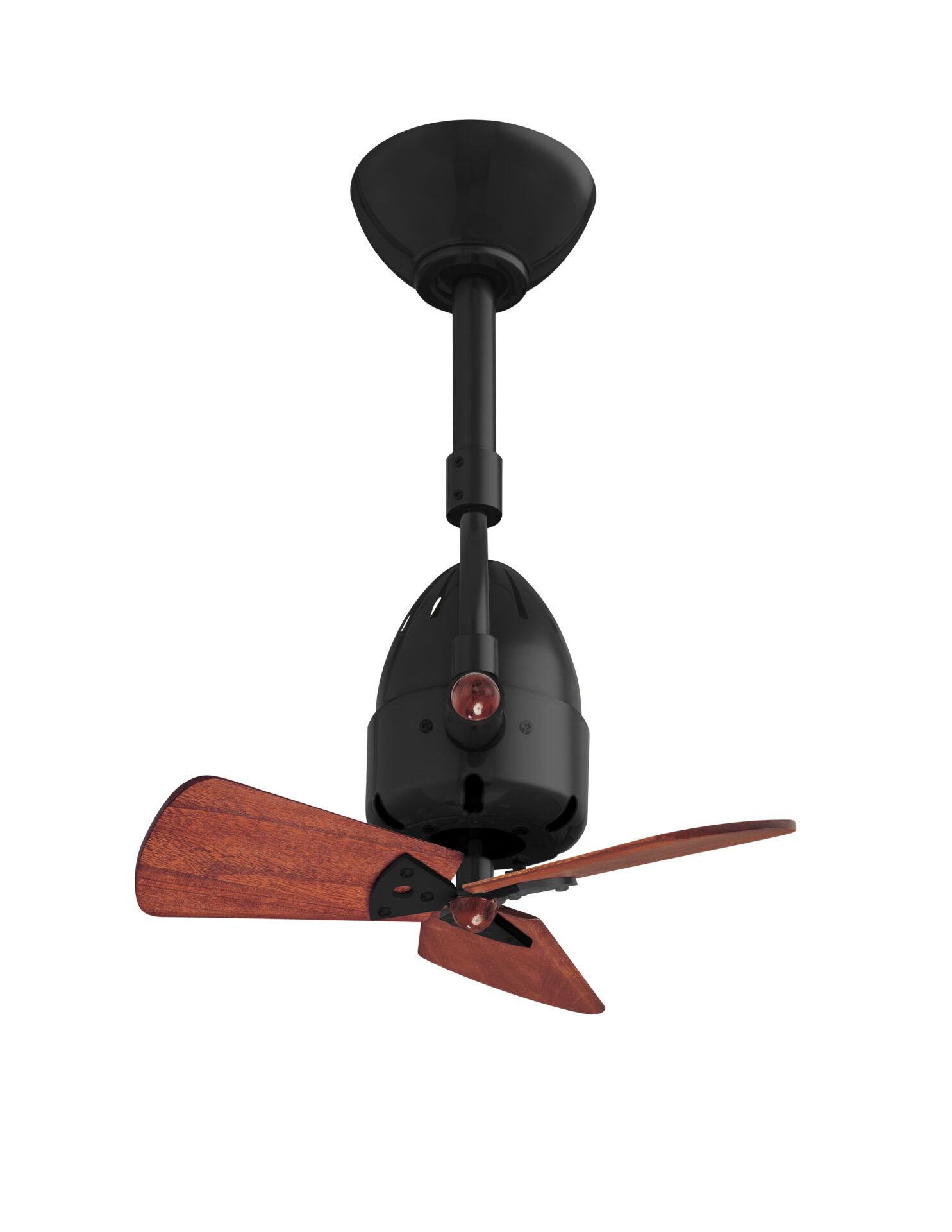 Diane ceiling fan in Matte Black with Mahogany wood blades manufactured by Matthews Fan Company.