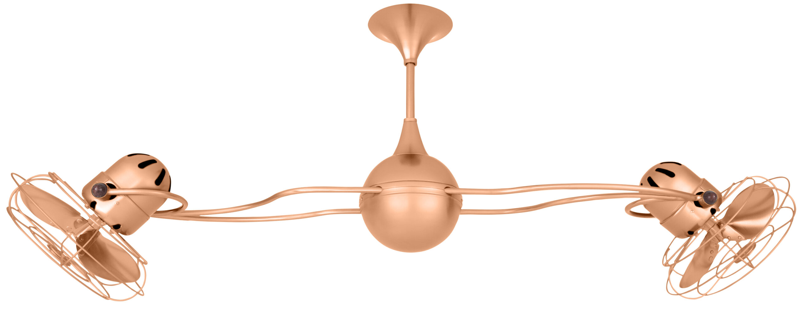 Italo Ventania rotational dual head ceiling fan in Brushed Coppe