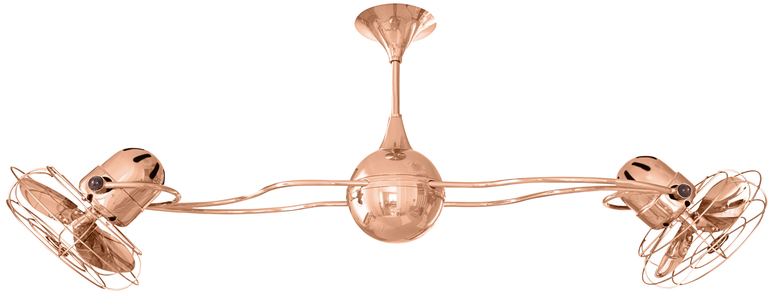 Italo Ventania in polished copper with metal blades in decorative cages