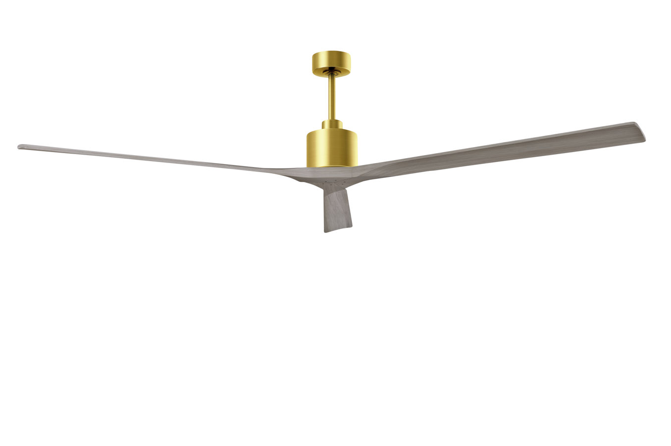 Nan XL ceiling fan in Brushed Brass with 90” Gray Ash blades