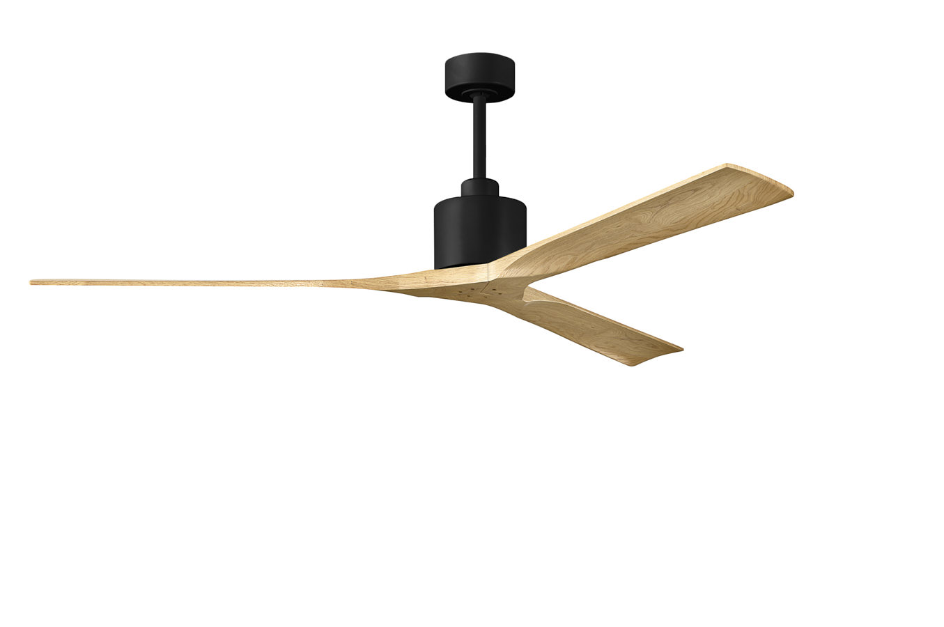 Nan XL ceiling fan in Matte Black with 72” Light Maple blades