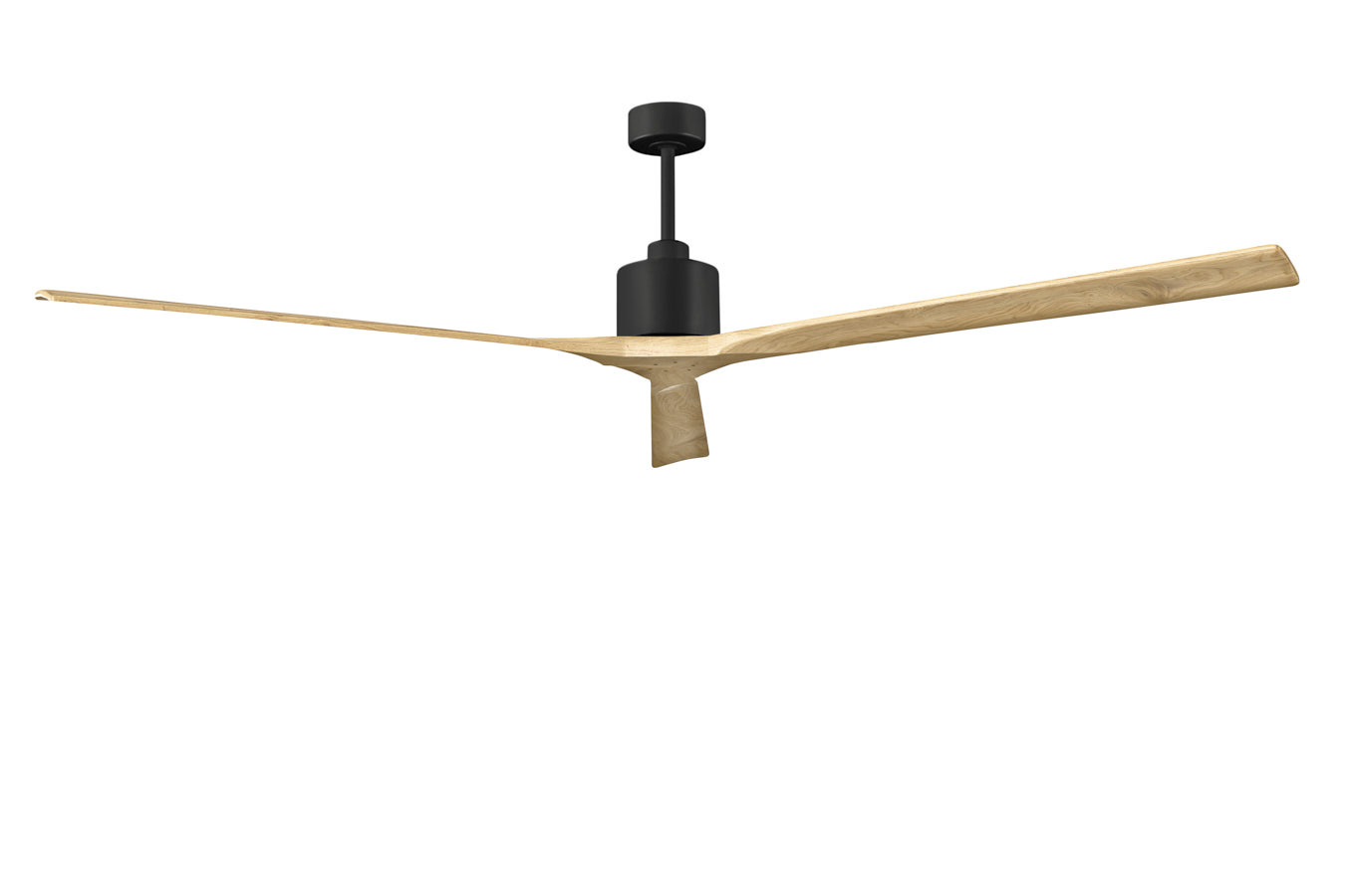 Nan XL ceiling fan in Matte Black with 90” Light Maple blades