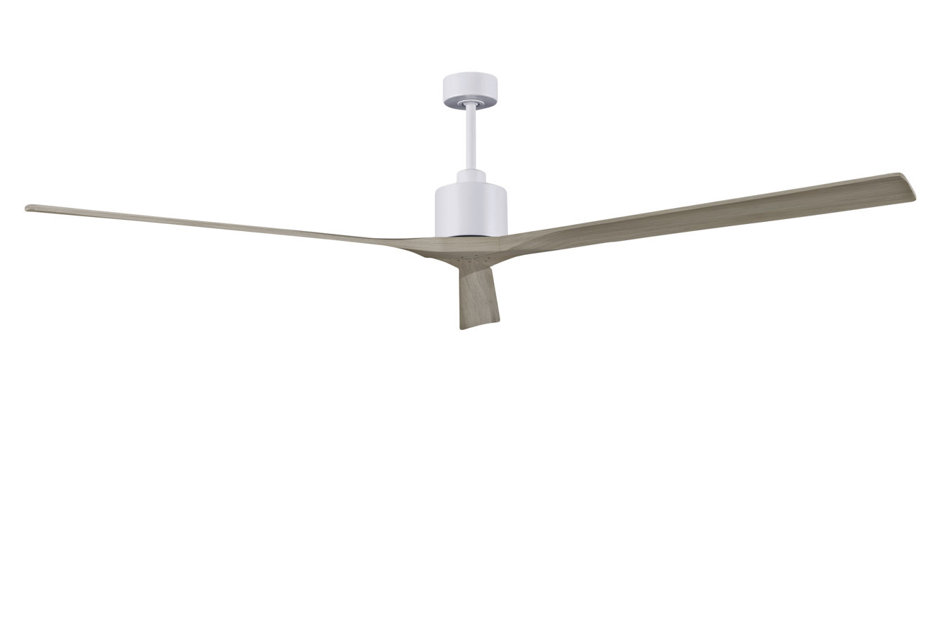 Nan XL ceiling fan in Matte White with 90” Gray Ash blades
