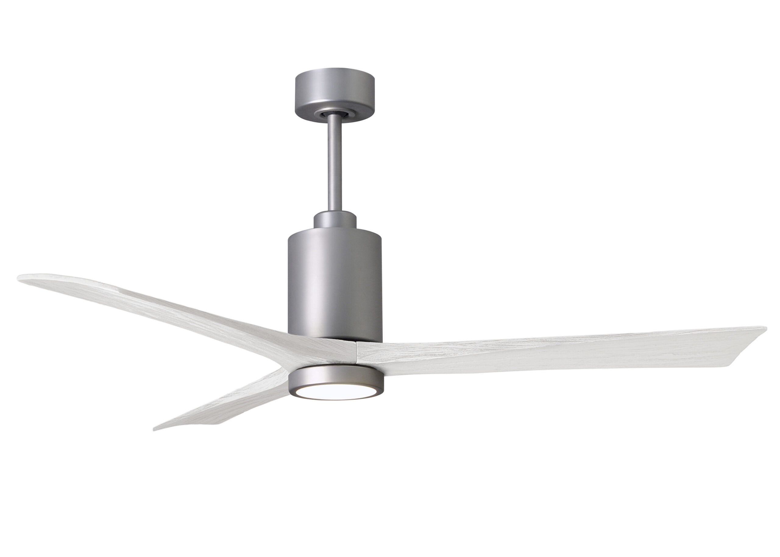 Patrícia-3 in Brushed Nickel with 60” Matte White blades made by Matthews Fan Company