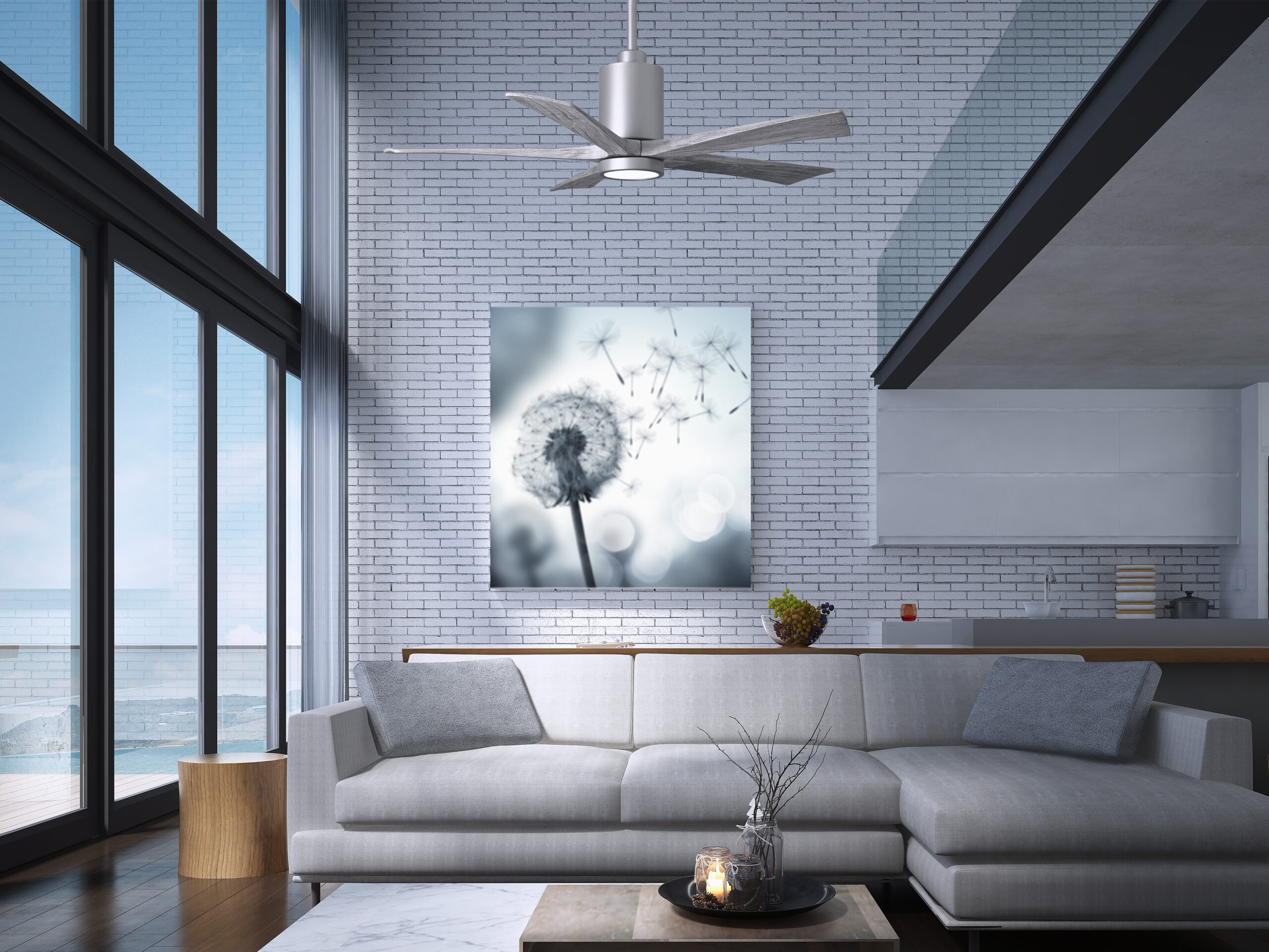 Patricia-5 ceiling fan in brushed nickels with 60