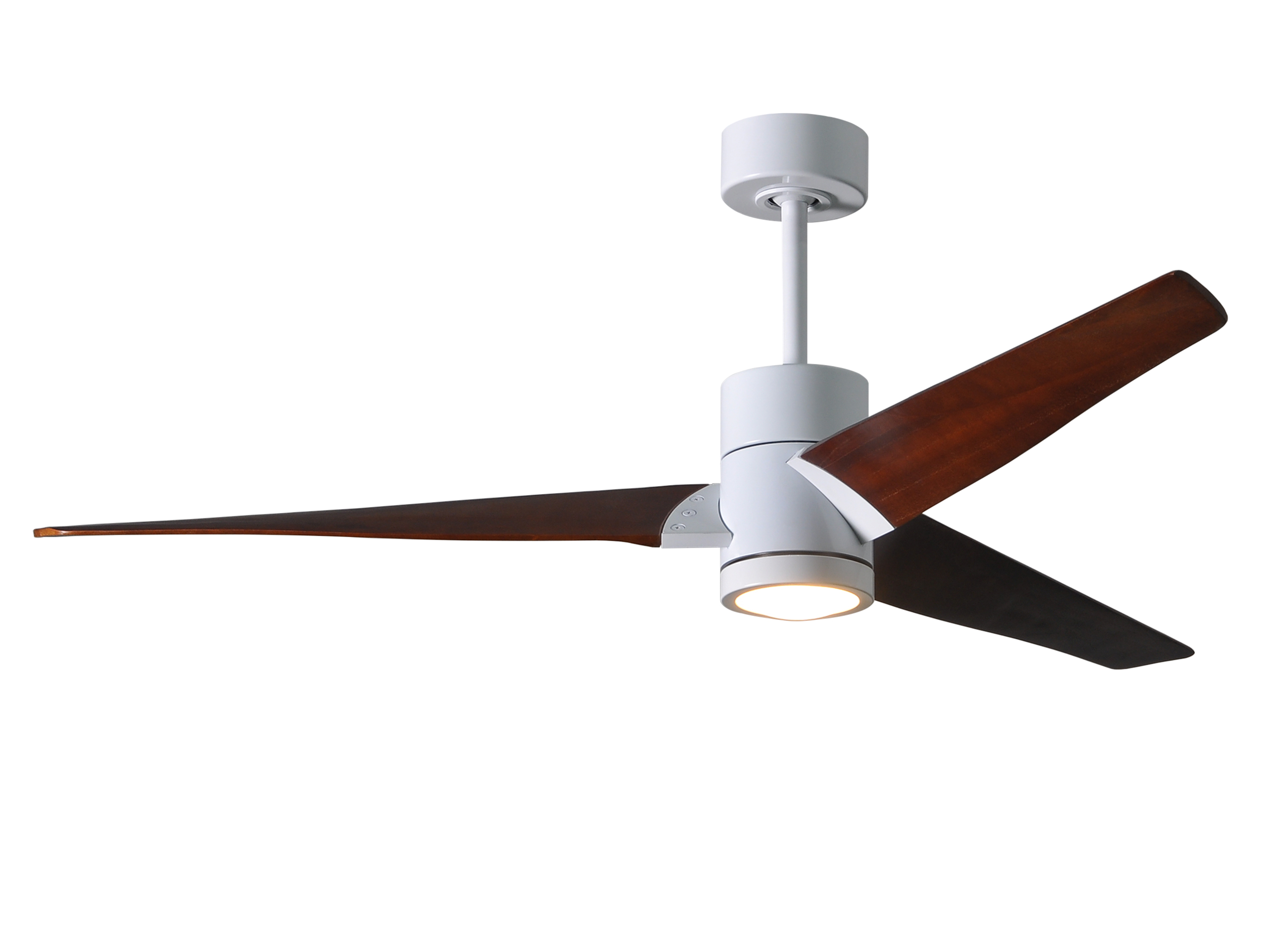 Super Janet Ceiling Fan in Gloss White with 60” Walnut Blades