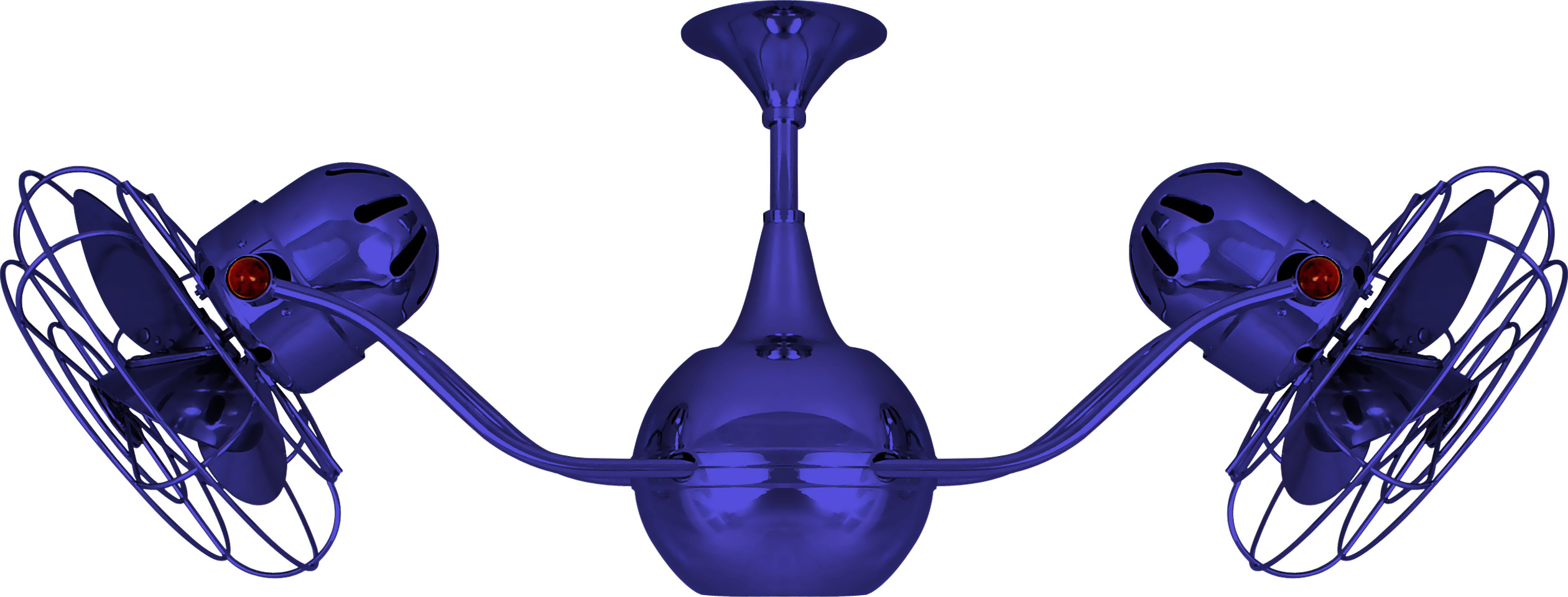 Vent-Bettina Rotational Dual Head Ceiling Fan in Safira / Blue Finish with Metal Blades and Decorative Cage