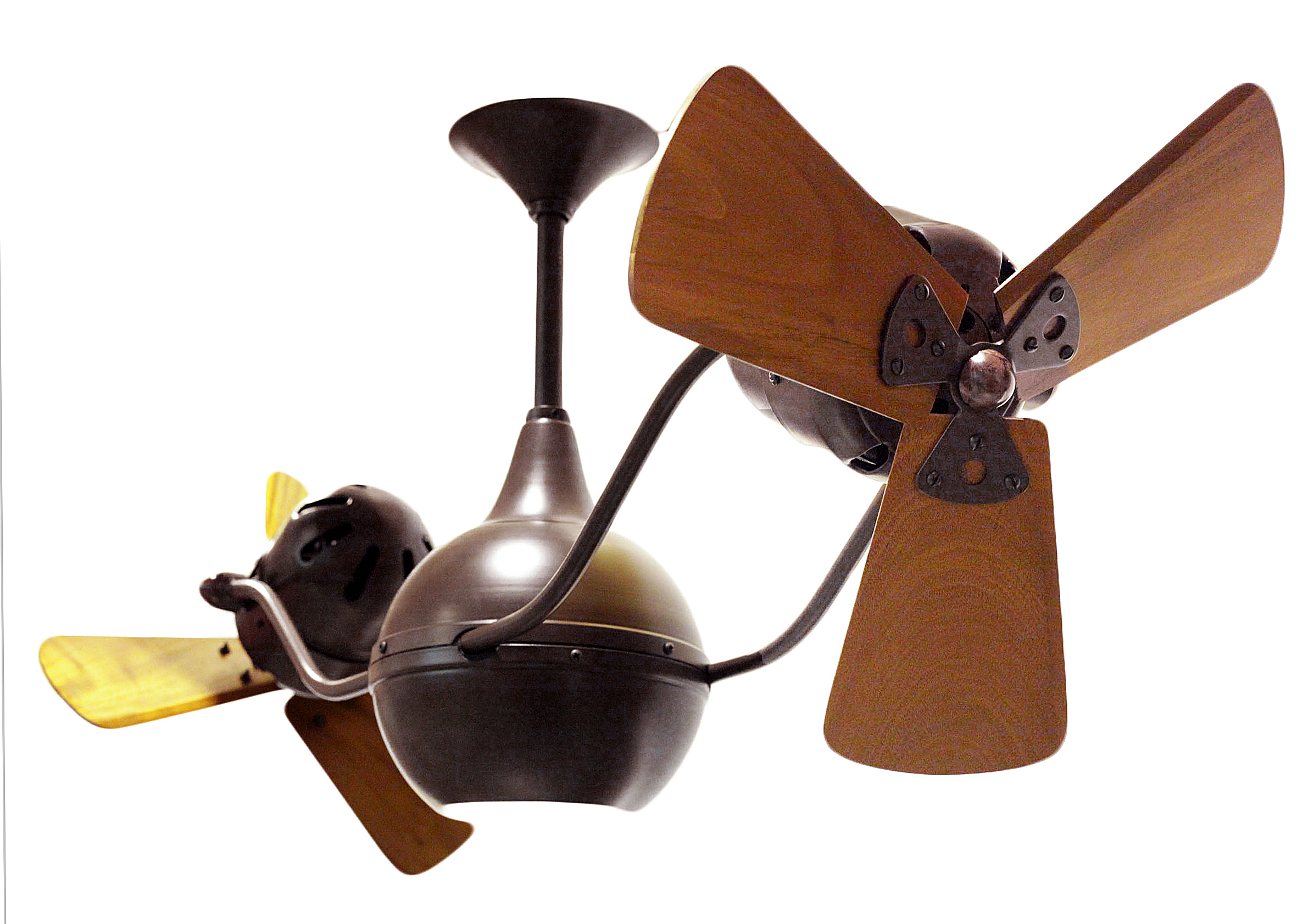Vent-Bettina Rotational Dual Head Ceiling Fan in Bronzette Finish with Mahogany Wood Blades