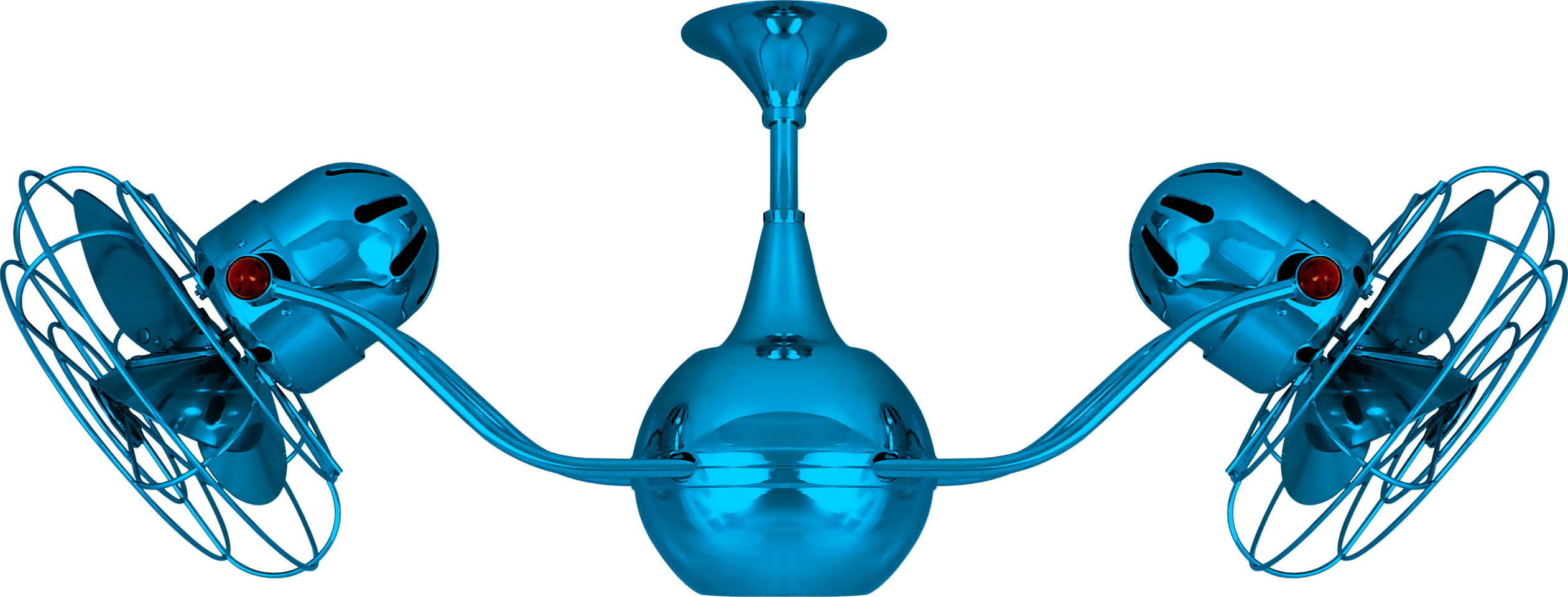 Vent-Bettina Rotational Dual Head Ceiling Fan in Agua Marinha / Light Blue Finish with Metal Blades and Decorative Cage